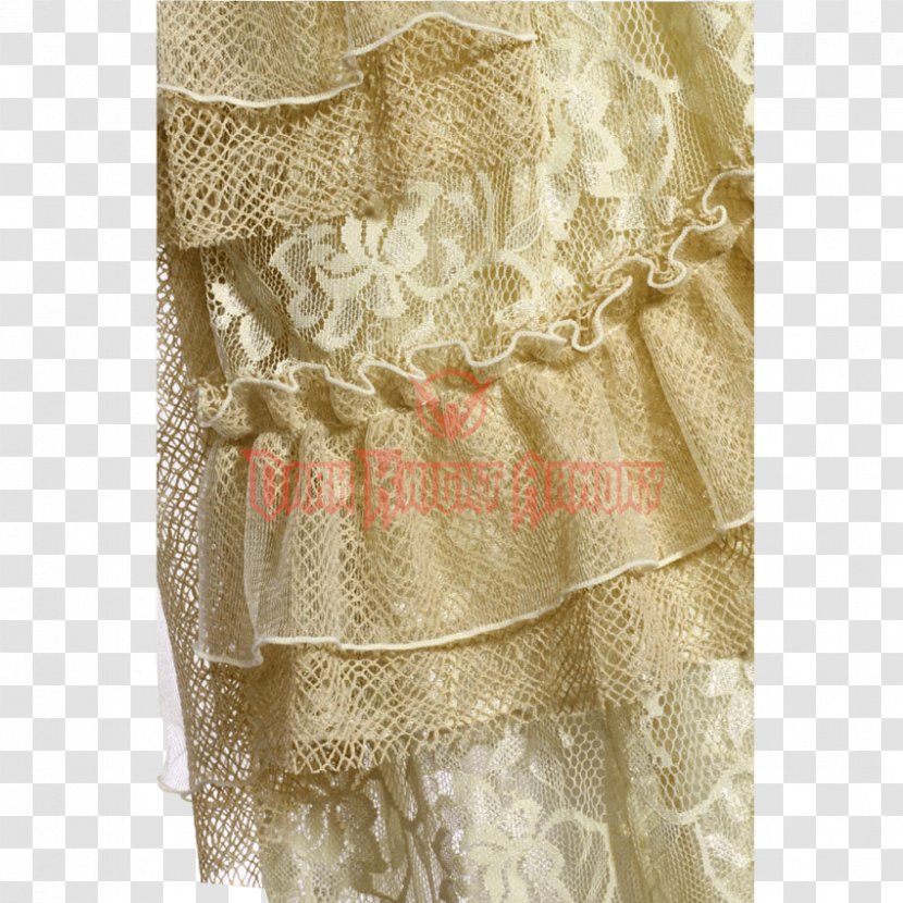 Lace Silk Ruffle Tablecloth Curtain - Cream Dark Transparent PNG
