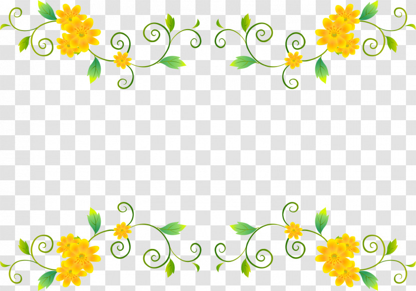 Yellow Flower Frame Vine Frame Foliage Vine Frame Transparent PNG