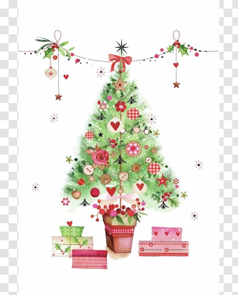 Christmas Tree Ornament Watercolor Painting Clip Art - Floral Design Transparent PNG