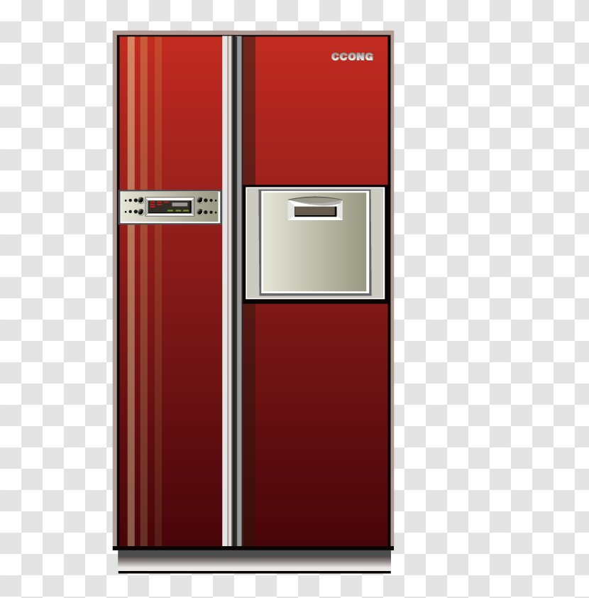 Refrigerator Home Appliance Download - Vector Red Transparent PNG