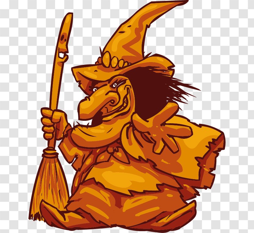 Boszorkxe1ny Cartoon Halloween Clip Art - Fictional Character - Holding The Broom's Witch Elements Transparent PNG
