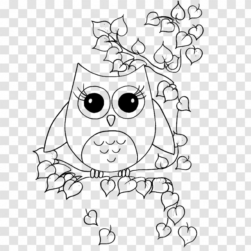 Owl Coloring Book Drawing Bird - Cartoon - Lovely Big Eyes Transparent PNG