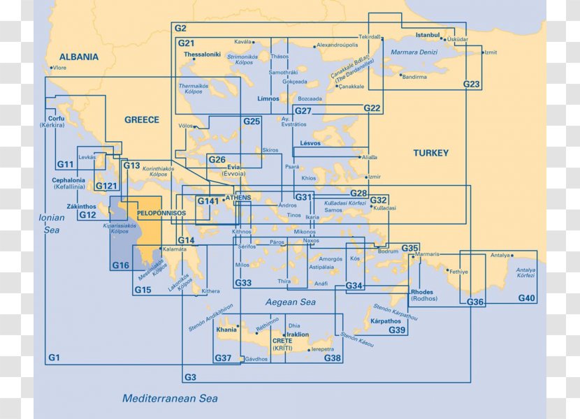 Cyclades Nautical Chart Map Admiralty - Elevation Transparent PNG