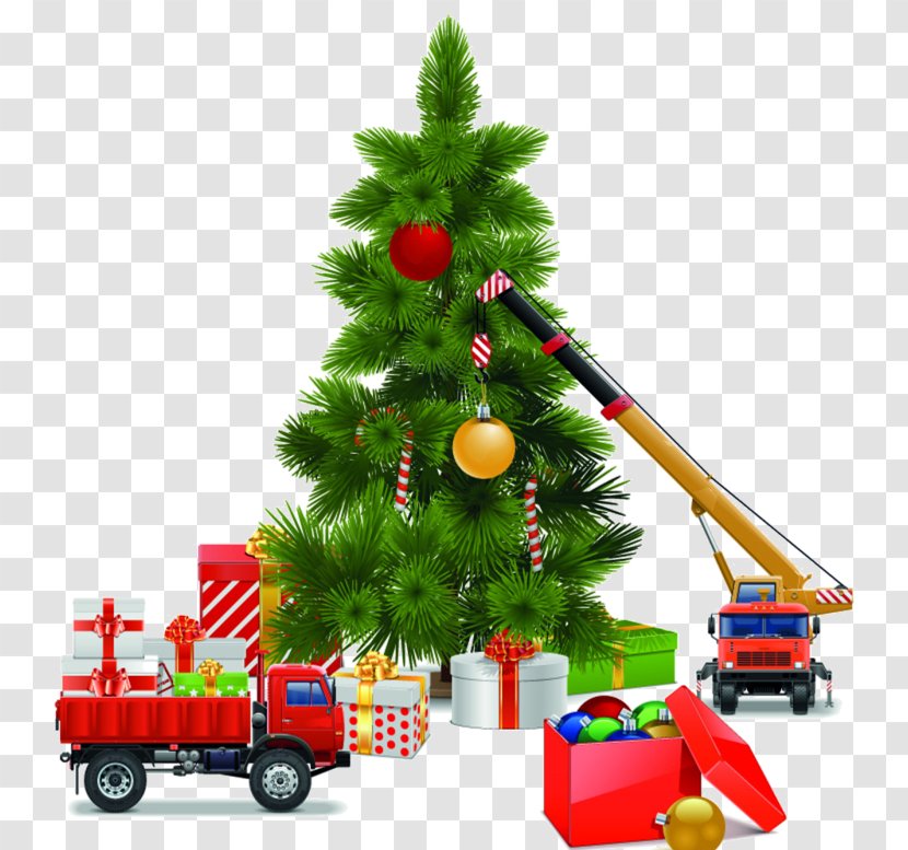 Santa Claus Christmas Gift Crane - Pine Family - Show Lo Transparent PNG