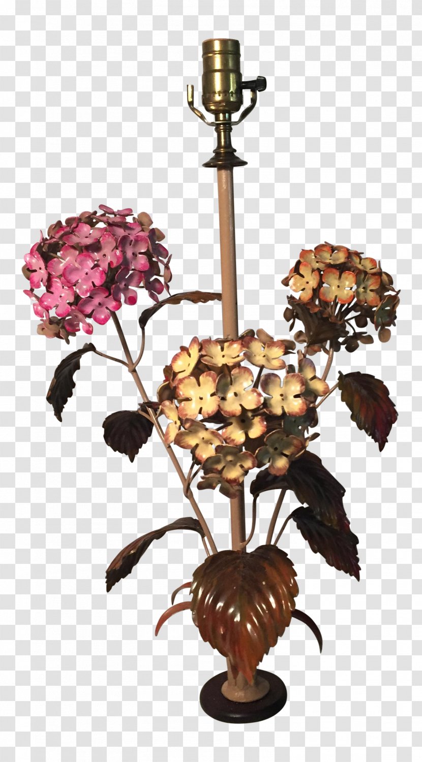 Floral Design Light Fixture Flowerpot - Hand Painted Hydrangea Transparent PNG
