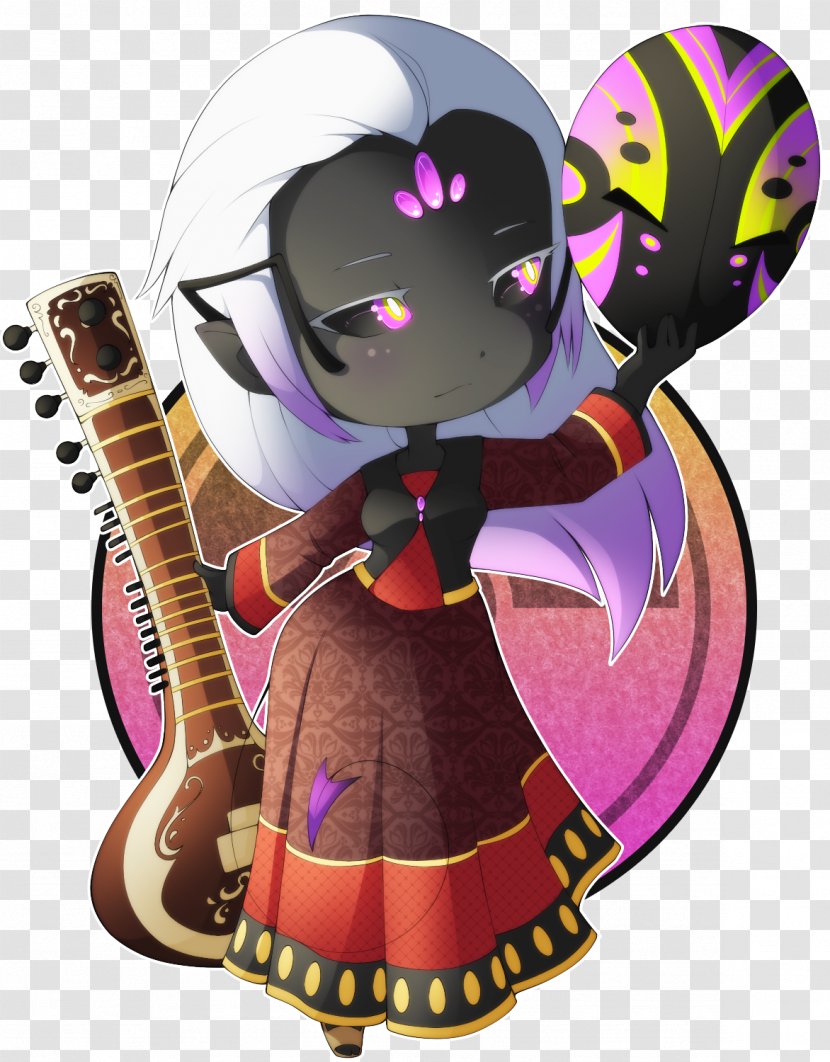 Guitar Illustration Character Cartoon Purple - String Instrument Accessory Transparent PNG