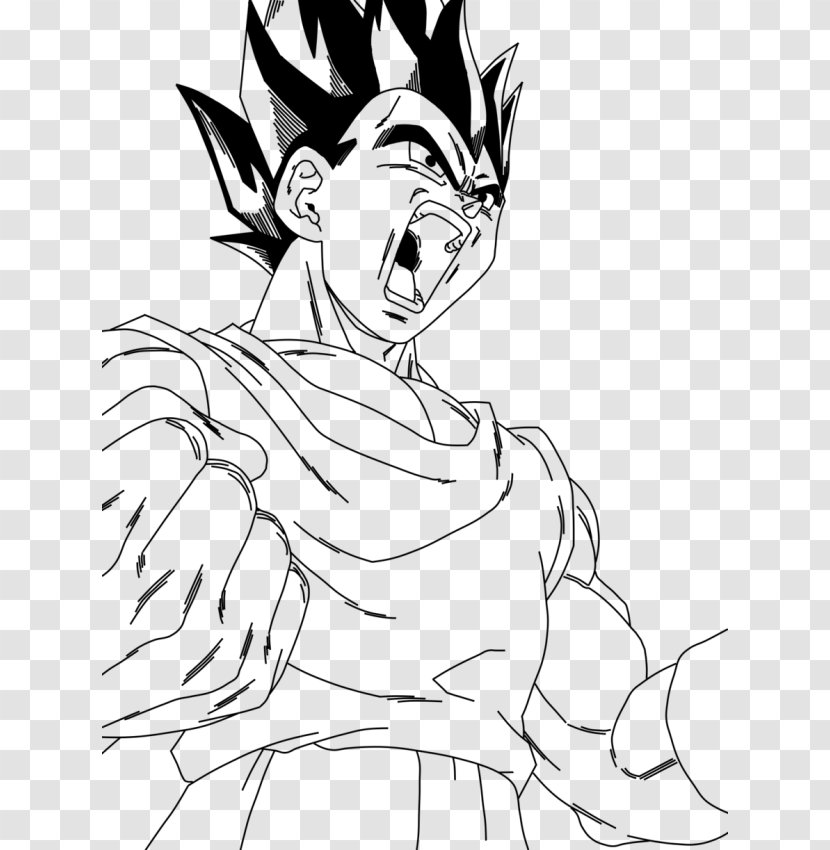 Vegeta Line Art Drawing Cartoon - Monochrome - Dragon Ball Z Coloring Book Series Vol 1 Colorin Transparent PNG