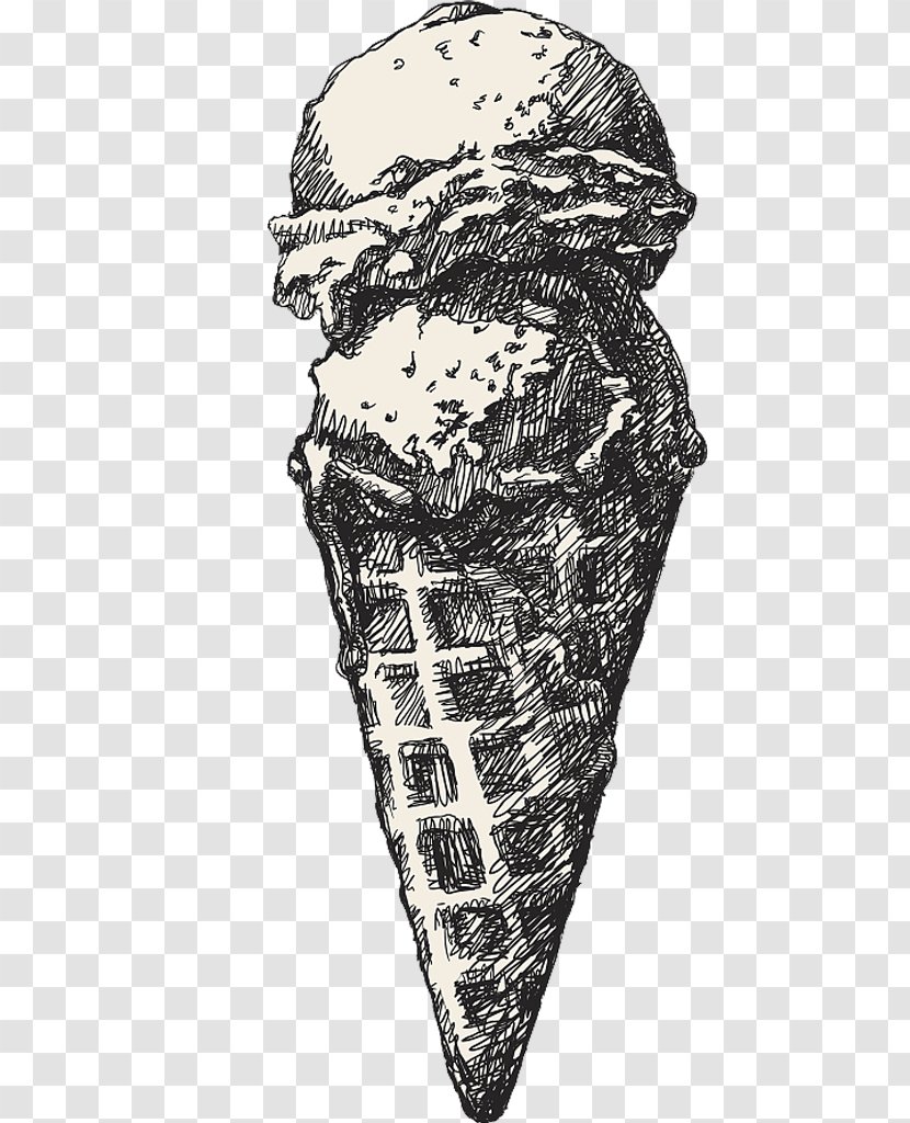 Ice Cream Cone Chocolate Frozen Yogurt - Visual Arts - Vector Download Transparent PNG