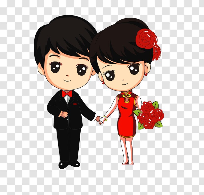 Marriage Song Cartoon Download - Watercolor - Newly Married Couple Transparent PNG