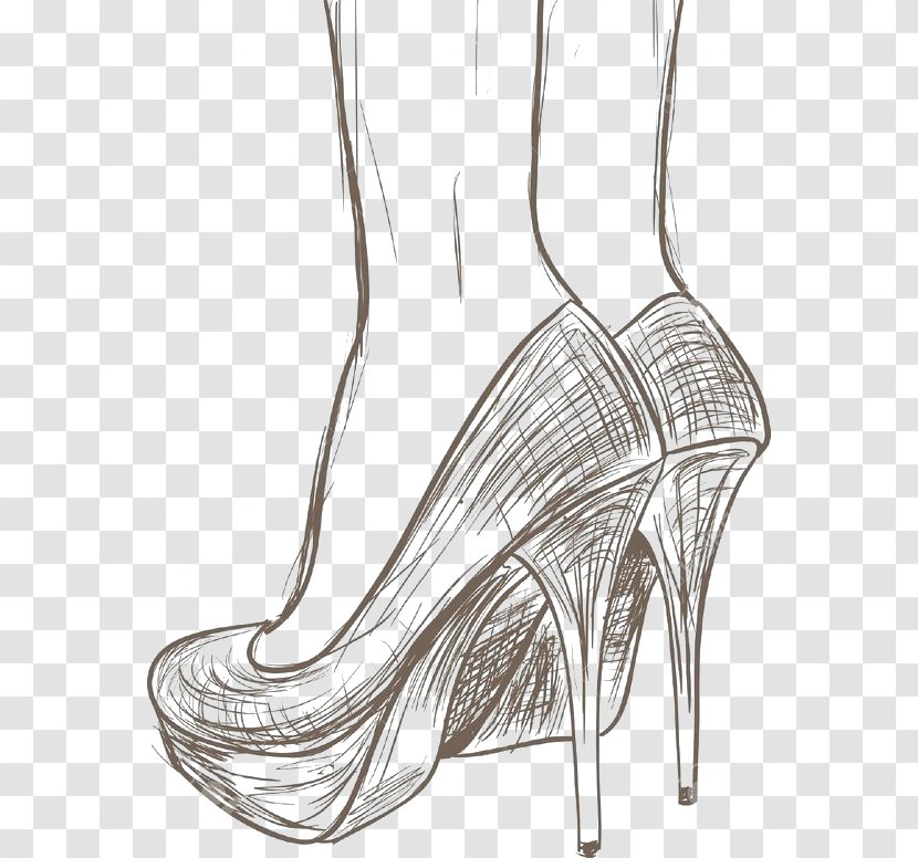 Shoe Drawing High-heeled Footwear Nike Sketch - Graffiti Heels Transparent PNG