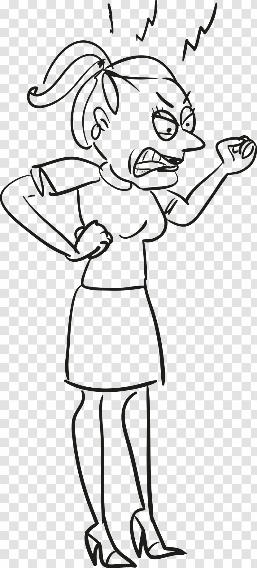 Cartoon Facial Expression Anger Clip Art - Tree - Angry Women; Hand Drawn Expressions; Character Vectors Transparent PNG