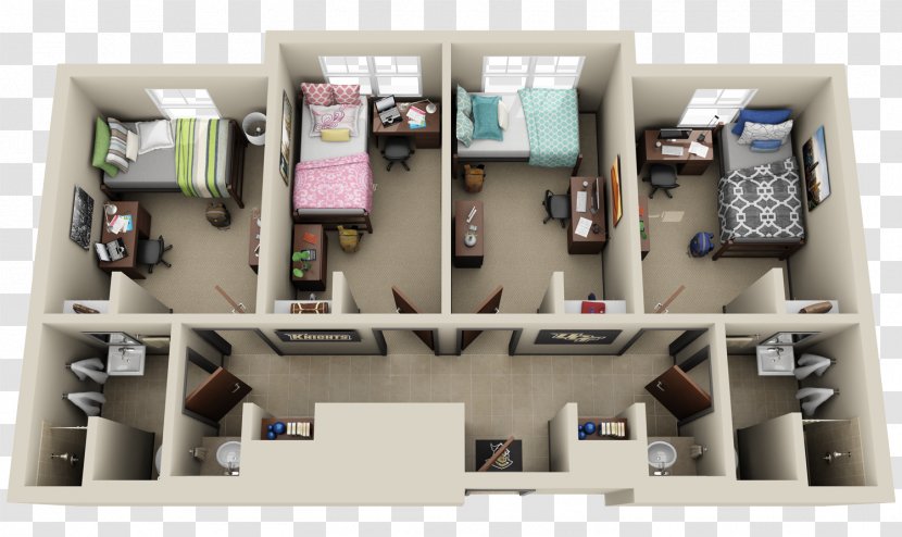 Neptune Dormitory House University Residence Life - 3d Floor Plan - Broucher Design Transparent PNG