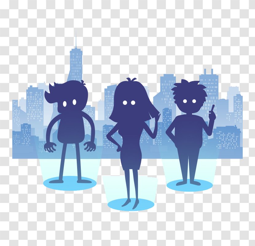 City Illustration - Animation - Mysterious Men And Women Under The Transparent PNG