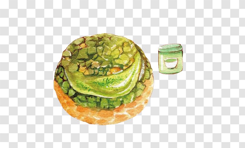 Matcha Green Tea Teacake Painting - Raster Graphics - Hand Cake Stock Image Transparent PNG