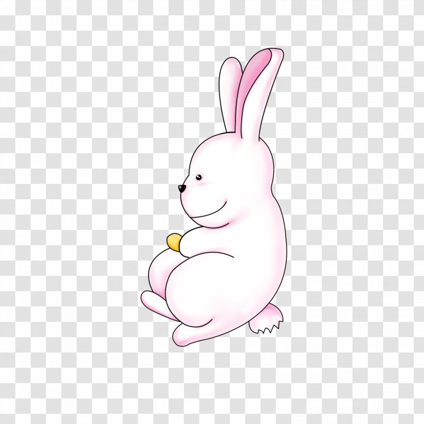 Domestic Rabbit Easter Bunny Hare Clip Art - Whiskers - Cartoon Pink Mid Autumn Festival Lovely Rabbit! Transparent PNG