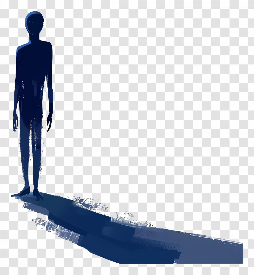 Stick Figure - Mysterious Blue Silhouette With Shadow Transparent PNG