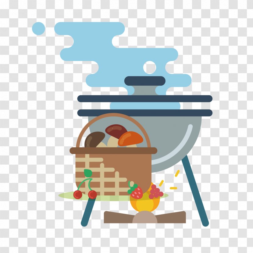 Camping Barbecue Grill Clip Art - Cook Mushrooms Basket Transparent PNG