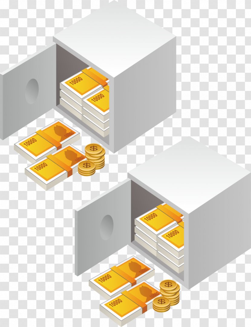 Money Safe Deposit Box Gold Coin - Vector Transparent PNG