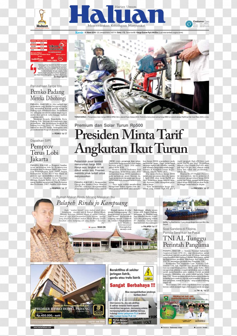Harian Haluan Newspaper March July February - October - August Transparent PNG