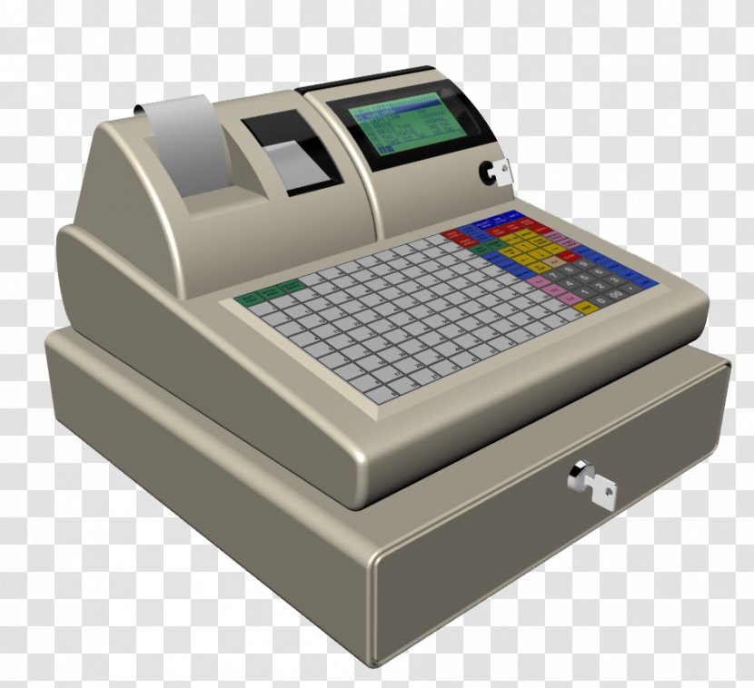 Cash Register Machine - Cashier - Vintage Grey Small Screen Transparent PNG