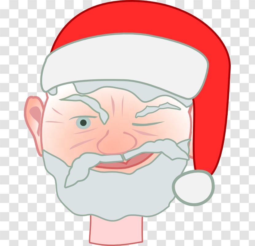 Santa Claus Wink Clip Art - Watercolor - Face Transparent PNG