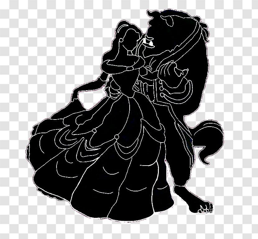 Belle Silhouette Beauty And The Beast Black White - Monochrome Photography Transparent PNG