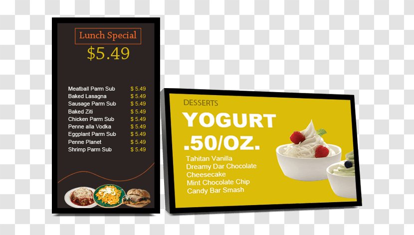 Fast Food Digital Signs Signage Menu Restaurant - Dinner - Solution Transparent PNG
