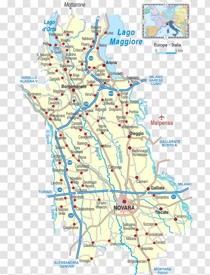 Province Of Novara Map Land Lot Highway M04 Area M - Ecoregion Transparent PNG