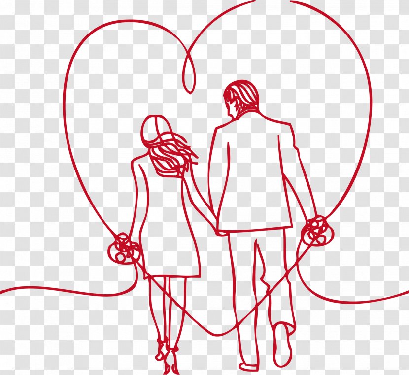 Love Significant Other Drawing - Tree - Loving Couple Holding Hands Back Border Transparent PNG