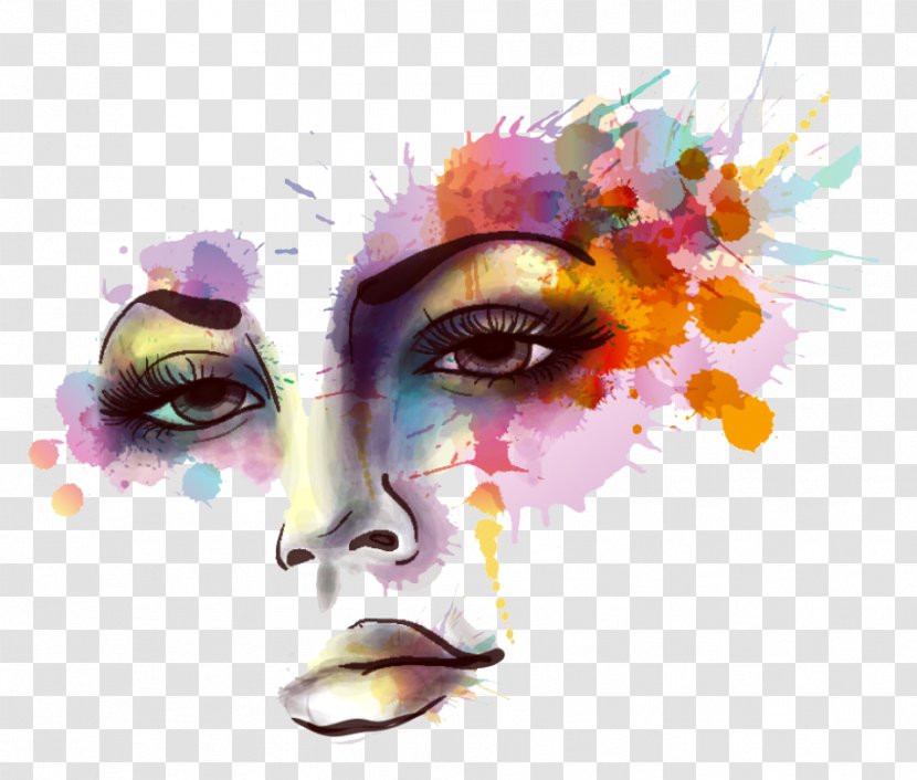 Face Nose Head Eyelash Watercolor Paint Transparent PNG
