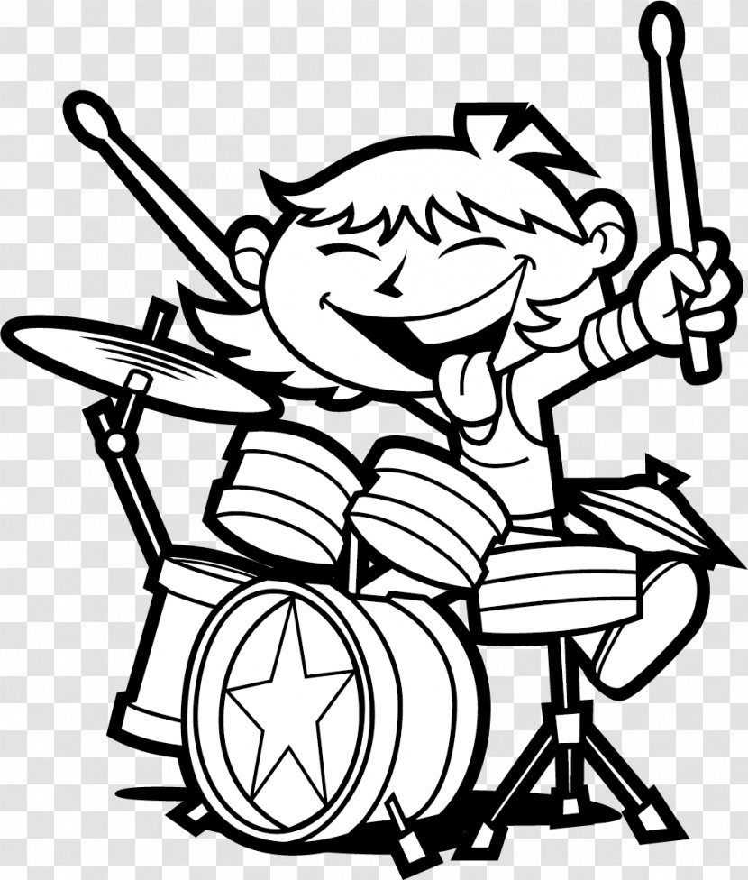 Drummer Rockstar Photography Royalty-free - Heart - Juvenile Black And White Drums Transparent PNG