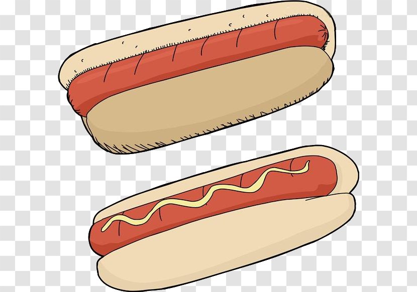 Hot Dog Fast Food Cartoon Illustration - Drawing - Bread Transparent PNG