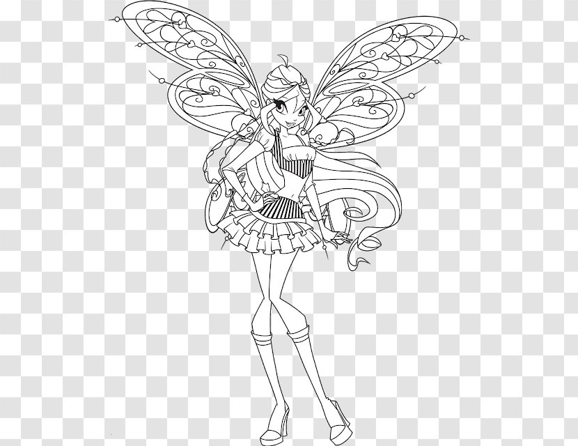 Winx Club: Believix In You Stella Bloom Aisha Black And White - Artwork - Nickelodeon Transparent PNG