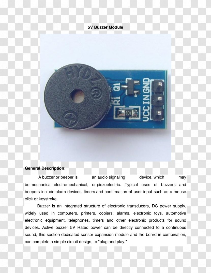 Buzzer Electronic Component Electronics Passivity Circuit - Multimedia Transparent PNG