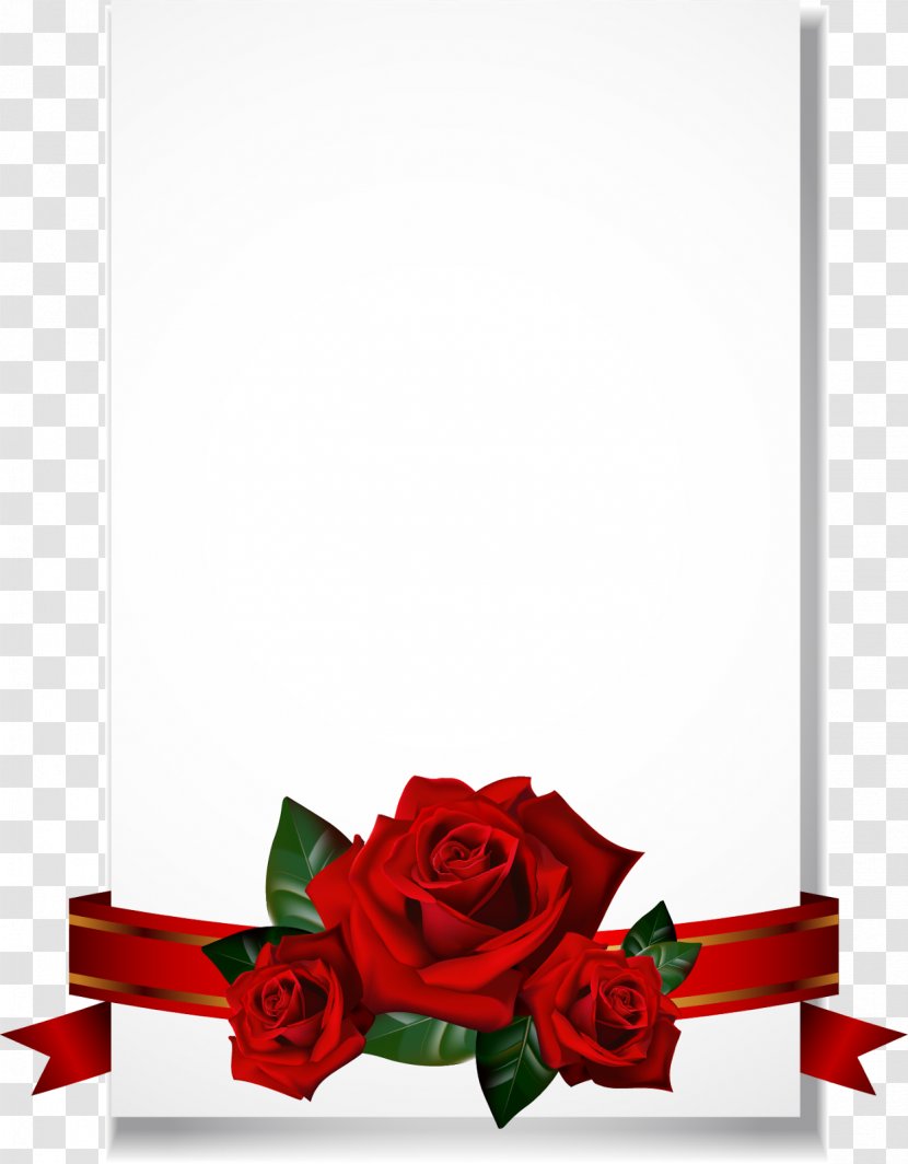 Wedding Invitation Borders And Frames Greeting & Note Cards Clip Art - Christmas Card - Red Rose Border Transparent PNG