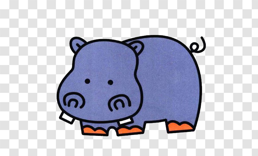 Hippopotamus Painting Child Cartoon Stroke - Blue Rhinoceros Transparent PNG