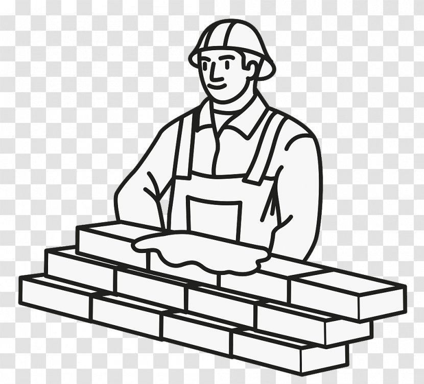 Bricklayer Wall Architectural Engineering Illustration - Construction Worker - Square Brick Transparent PNG