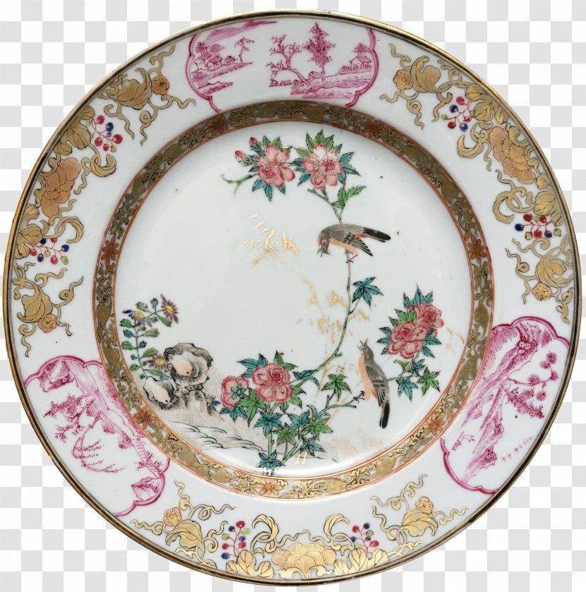 18th Century Chinese Export Porcelain Tableware Plate - Herbaceous Peony Transparent PNG