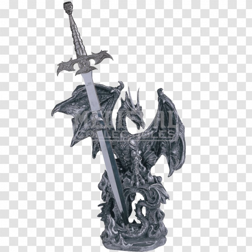 Dragon Knight Knife Sword Figurine - Black And White - Hand Painted Lamp Transparent PNG