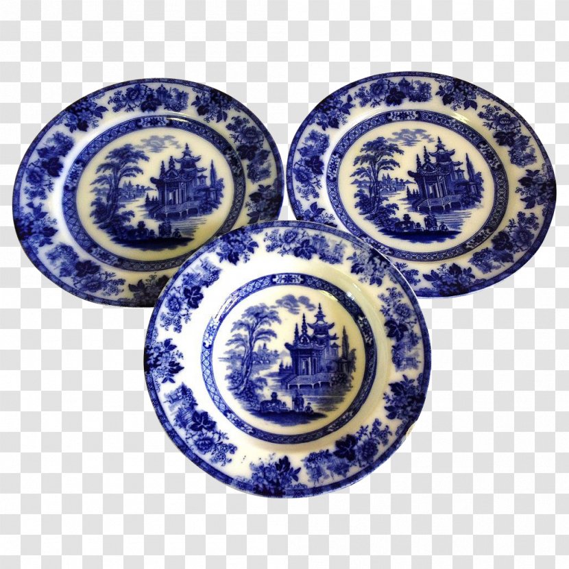 Plate Ceramic Tableware Platter Blue And White Pottery - Dinnerware Set Transparent PNG