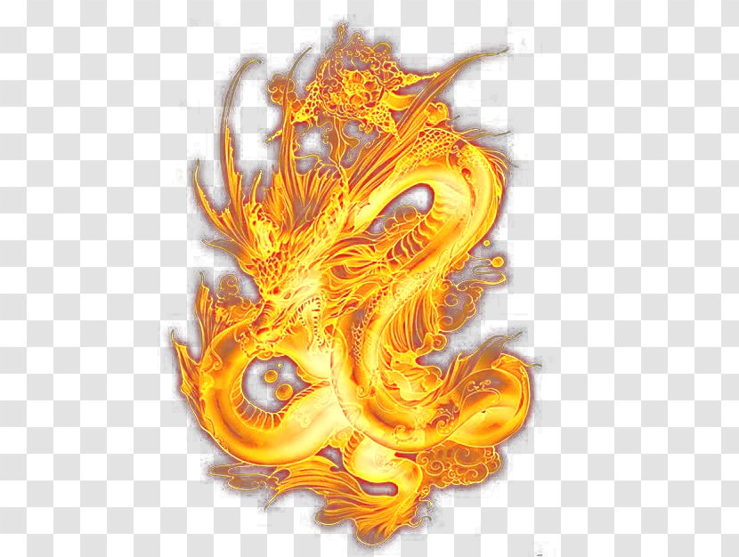 Light Chinese Dragon King - Fiery Transparent PNG
