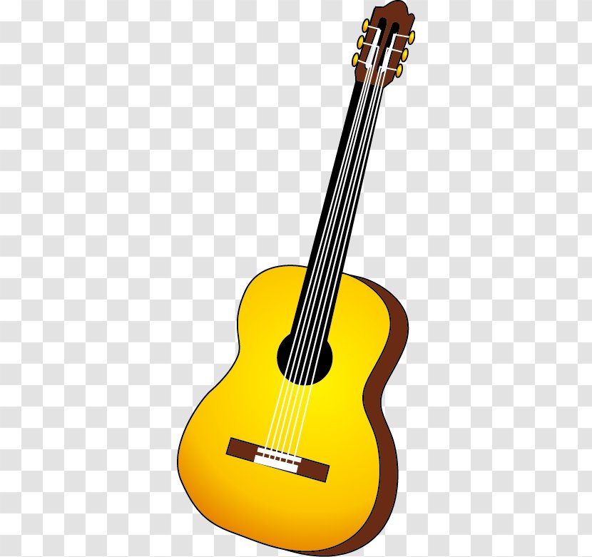 Acoustic Guitar Tiple Cuatro Electric Clip Art - String Instrument - Trend Vector Material Yellow Transparent PNG