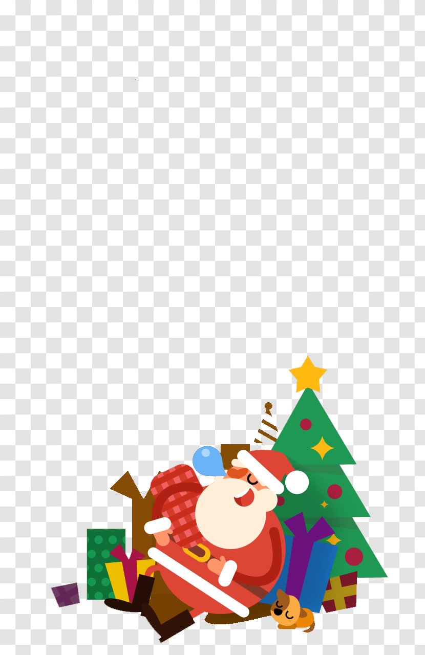 Santa Claus Christmas Ornament Tree Illustration - Flat Cartoon Transparent PNG