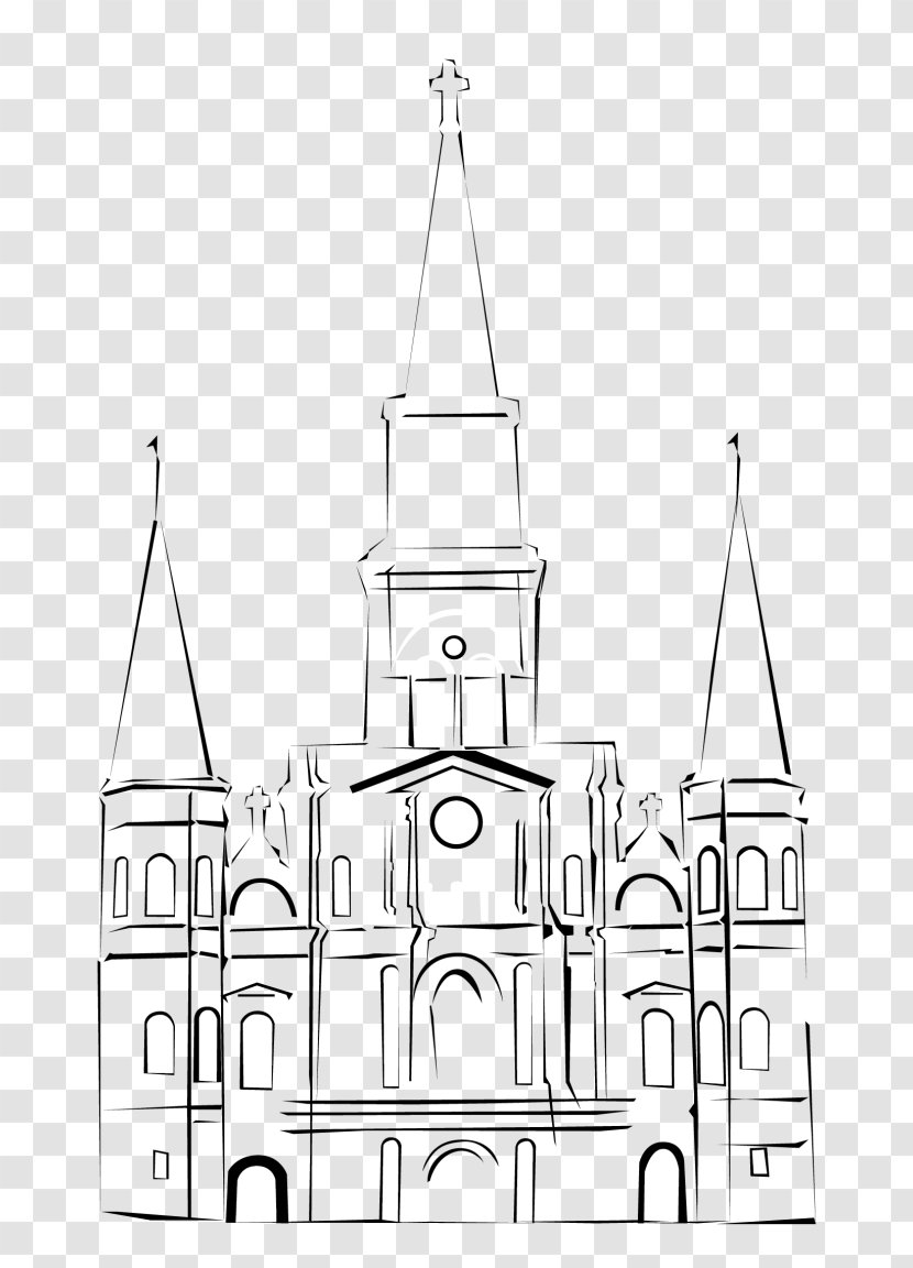 St. Louis Cathedral Line Art Image Vector Graphics - Spire Transparent PNG