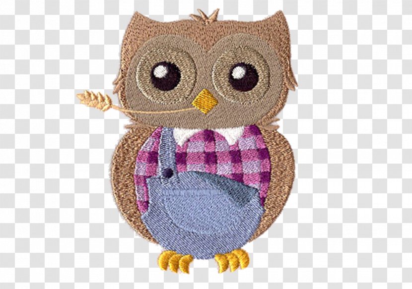 Owl Machine Embroidery Clothing Overall - Bird Of Prey Transparent PNG
