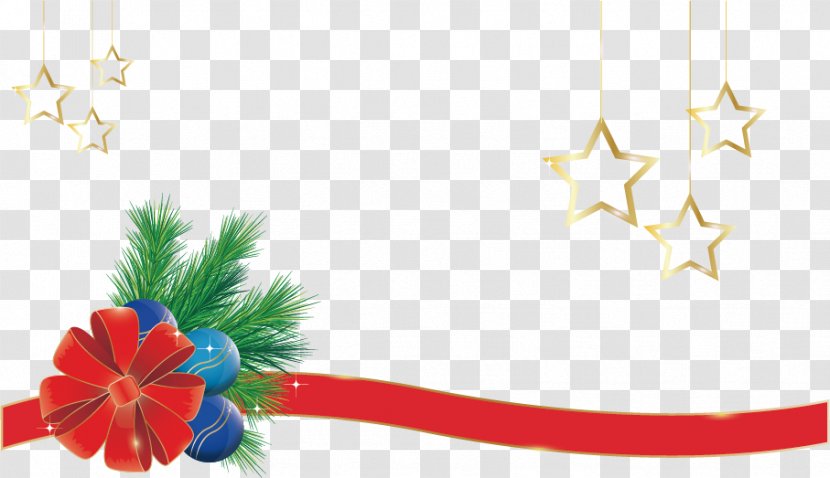 Ribbon Christmas Tree - Holiday - Vector Red Stars Transparent PNG