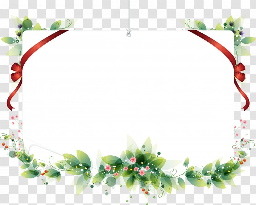 Festival Christmas Clip Art - Holiday - Floral Frame Transparent PNG