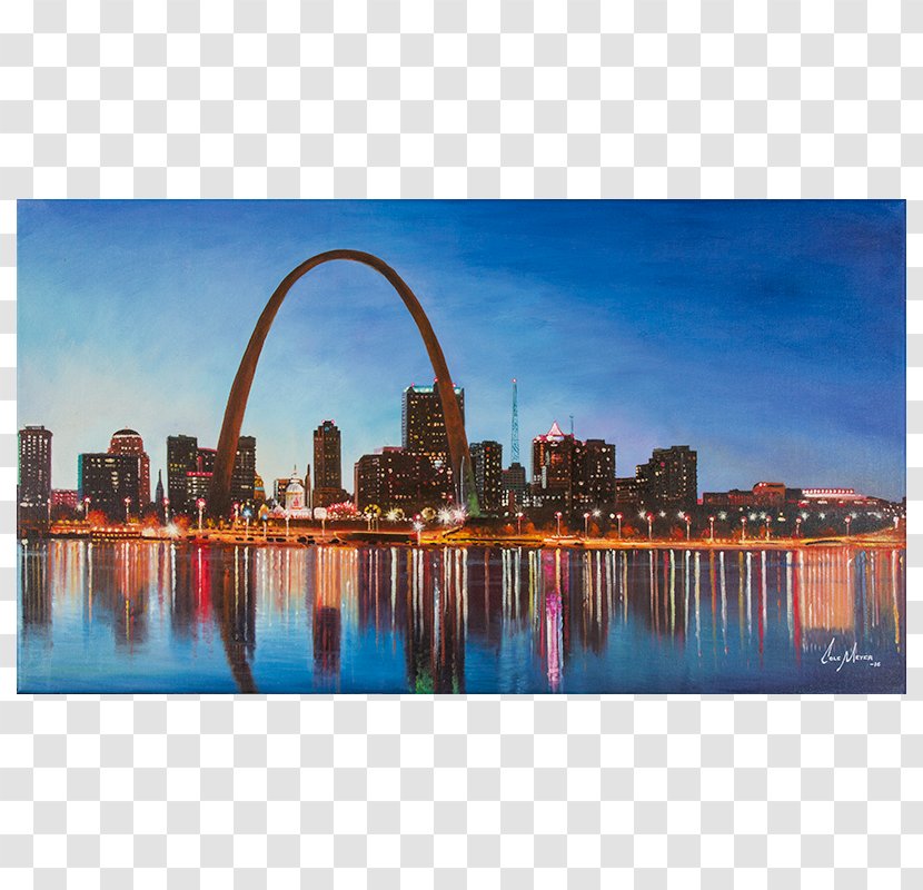 Gateway Arch Forest Park Skyline Landscape Painting Monument - Sky - St Louis Transparent PNG