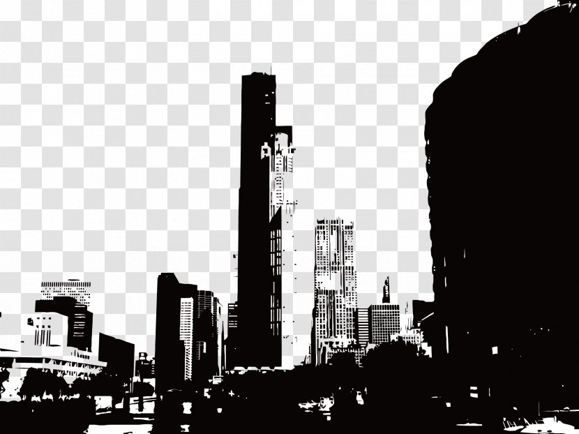 Willis Tower Silhouette Building - Heart - Vector Painted Transparent PNG