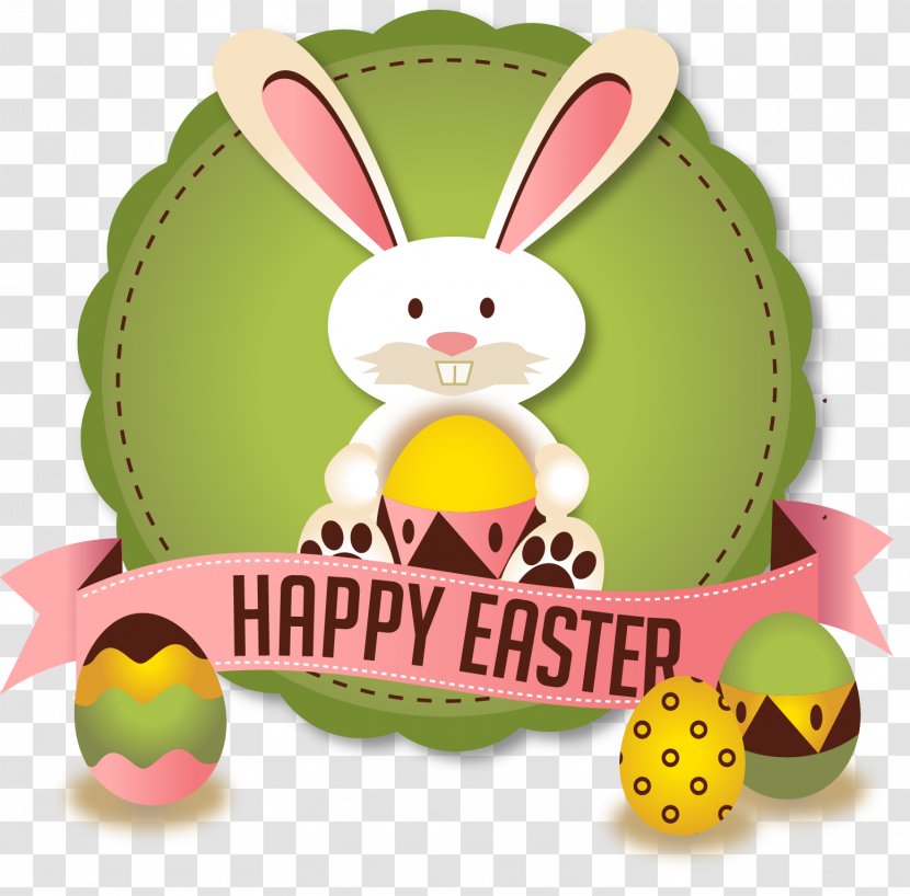 Easter Bunny Egg Greeting Card - Rabits And Hares - Vector Badge Transparent PNG